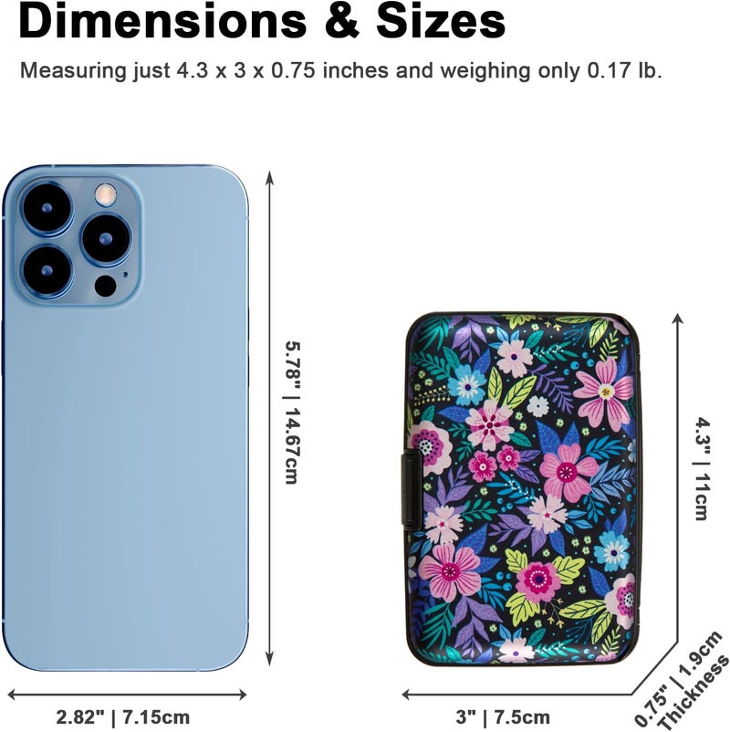 Kaabao Credit Card Holder, Metal Card Wallet RFID Blocking Mini Slim Aluminum Business Hard Card Case for Women Men (Abstract Flowers) - Image 5